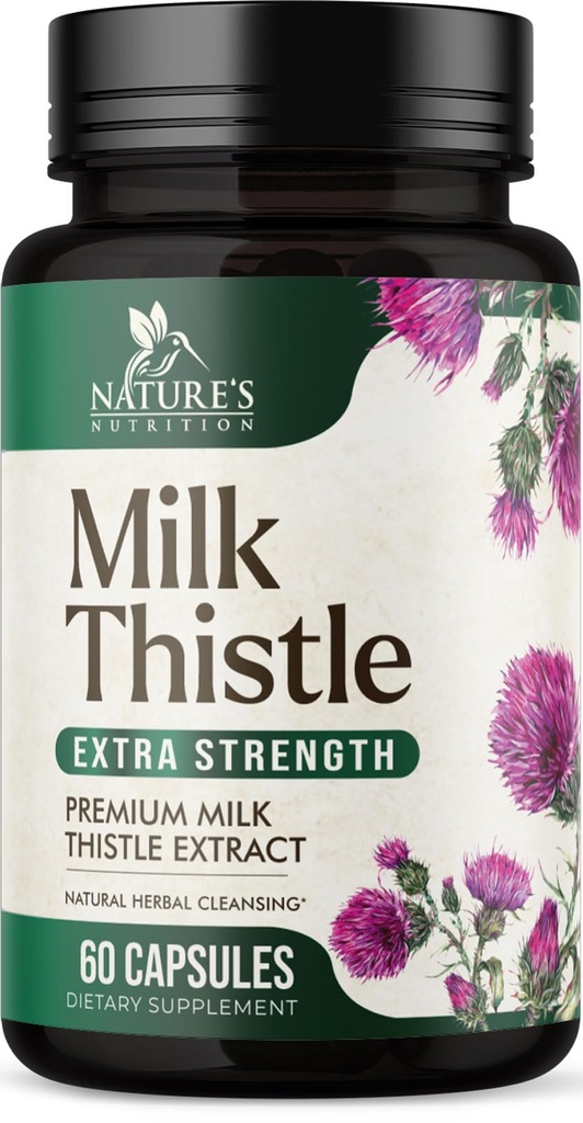 Milk Thistle Extract 1000mg - Ficat Cleanse Detoxifiere & Reparație Formula cu extract de Dandelion - Suplimentul de ficat de plante - Natura de lapte Thistle w/Silymarin Marianum, Sprijină Sănătatea ficatului - 60 capsule