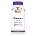 21st Century 2000 mg Cinnamon Plus Crom Vegetarian Capsule (120 Count), Scorțișoară Suplimente susține zahăr & Carbohidrat Metabolism, gluten-free, non-GMO, fără arome artificiale adăugate