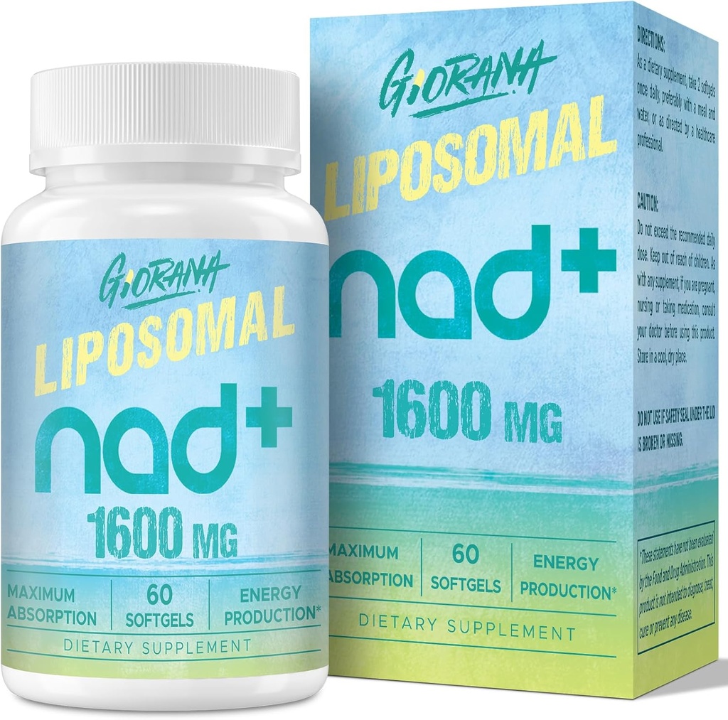 1600 MG Liposomal NAD+ Supliment, NAD+ Supliment de stimulare, Absorbție superioară, Vitamina B3 pentru protecția în vârstă, Longevitate, Energie, Reparații, Non-GMO, 60 Softgels