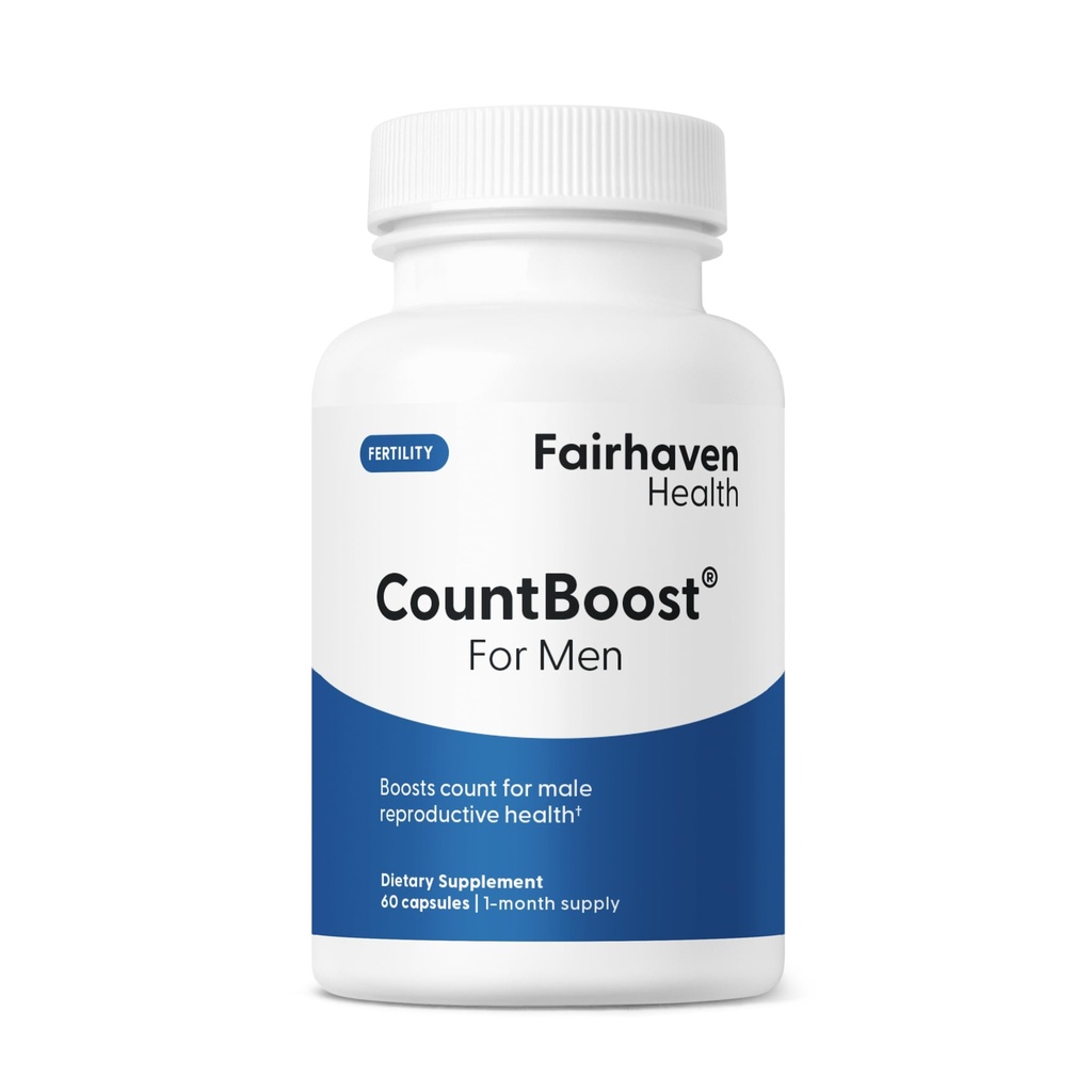 Fairhaven Health CountBoost pentru bărbaţi Optimal Count and Volume Barbat Fertility Supplement - Pre-Concepţie Nutriţie pentru el - cu Ashwagandha, Vitamina C, şi CoQ10-60 Capsule