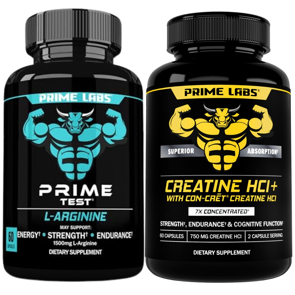 Prime Labs L Arginină (60 ct) + capsule cu HCl Creatin (60 ct)