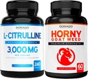 L Citrulină (240 capsule) L Arginină și oxid de azot pentru rezistență, anduranță și performanță pentru antrenamente și buruieni de capră excitată (60 capsule) Premium Hornygoatweed & Icariin Epimedium - Vegan & SUA Made