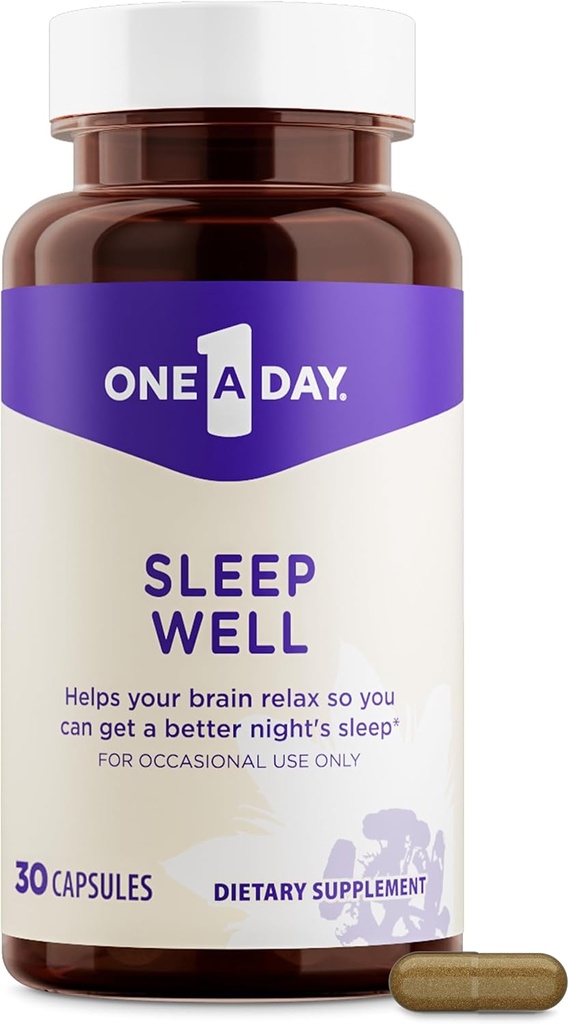 O zi Supliment de somn - Suplimente de somn pentru adulţi, Suport de somn cu flori de pasiune şi melatonină, Suport de somn cu Well Sleep, 30 Capsule