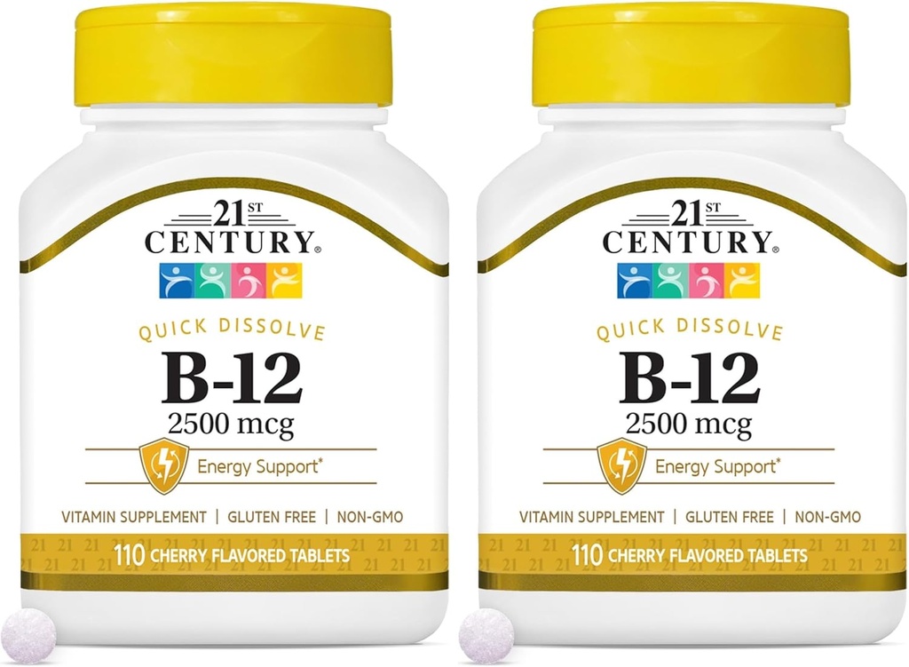 21st Century B 12 2500 mcg Tablete sublinguale, 110 Count (Pachet de 2)
