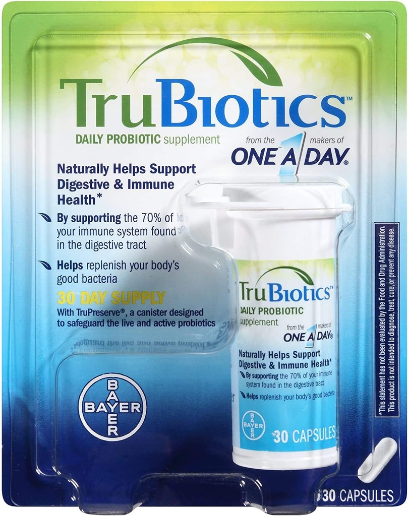 TruBiotics Daily Probiotic, 90 capsule - Gluten gratuit, Soy gratuit Digestive + Immune Health Supplement pentru bărbaţi şi femei