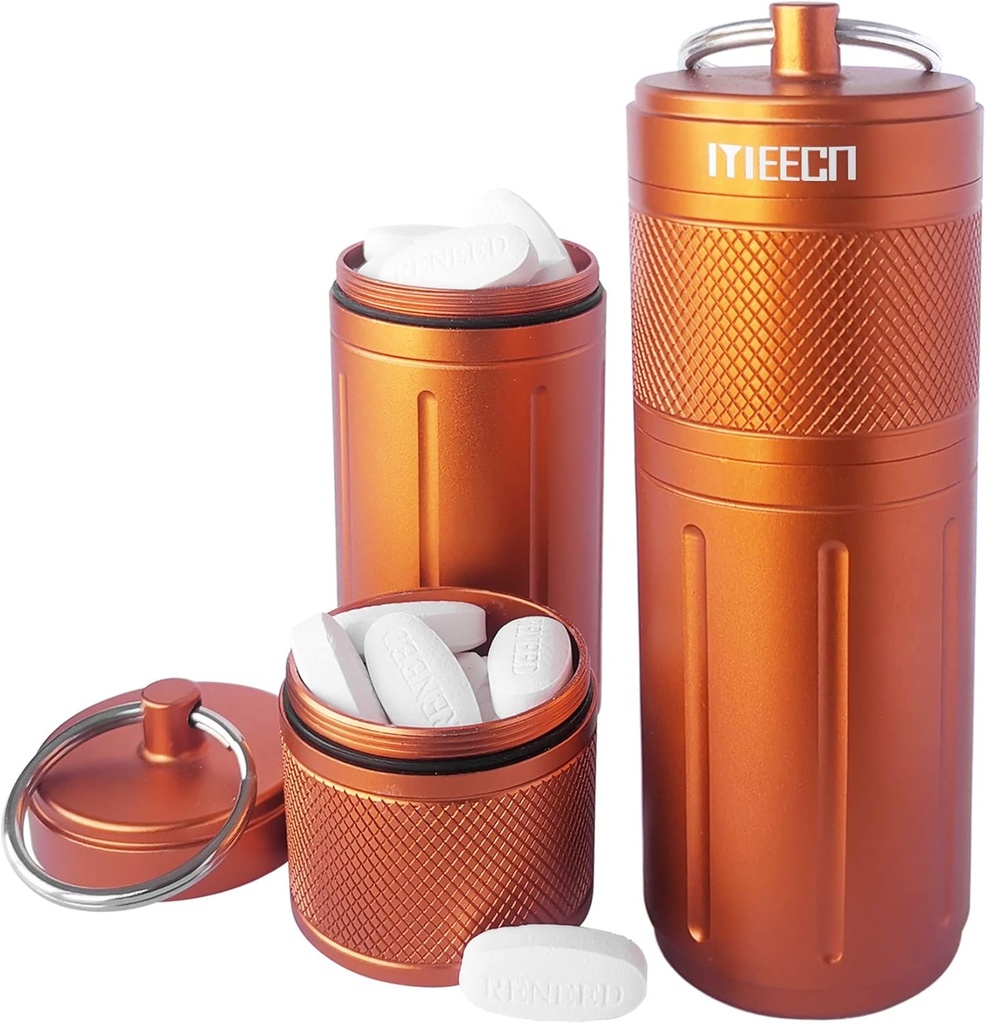 Două-Layer Pill Organizator, Container Pilula impermeabil, Deținătorul de pastile poate stoca pastile Orice Dimensiuni, Vitamine, Cod Ulei de ficat, Suplimente și medicamente, Produse RV, Dimensiune:1.6 x 1.6 x 4.4 în[Orange]