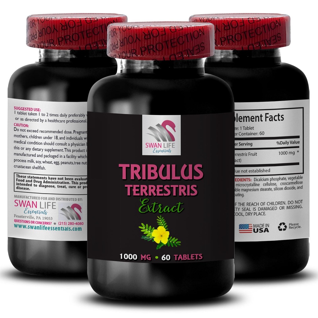 Organic Tribulus - TRIBULUS TERRESTRIS Extract - Pure Tribulus Extract, Natural Tribulus, Tribulus Terrestris Capsules, Tribulus Powder, Tribulus Terrestris Pills, Tribulus Extract - 1 Bot 60 Caps