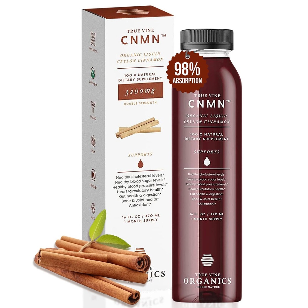 True Vine 3200 mg lichid Ceylon Cinnamon Supliment (Made in USA) pentru inima sanatoasa, tensiunea sangelui, zahar, Colesterol, Gut & Articulatii 