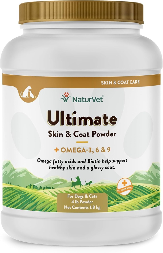 NaturVet Ultimate Skin & Coat Powder Suplimentul pentru animale de companie pentru câini și pisici 