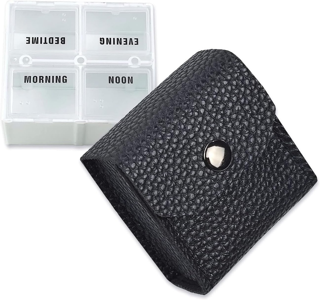 VOFOON Small Pill Organizator, Travel Pill Box pentru Pursa, Pocket Pilula Container, 4 ori pe zi Portable Medicine Vitamina Case, Fish Supplement Box (4 Compartimente, 4X-SU)
