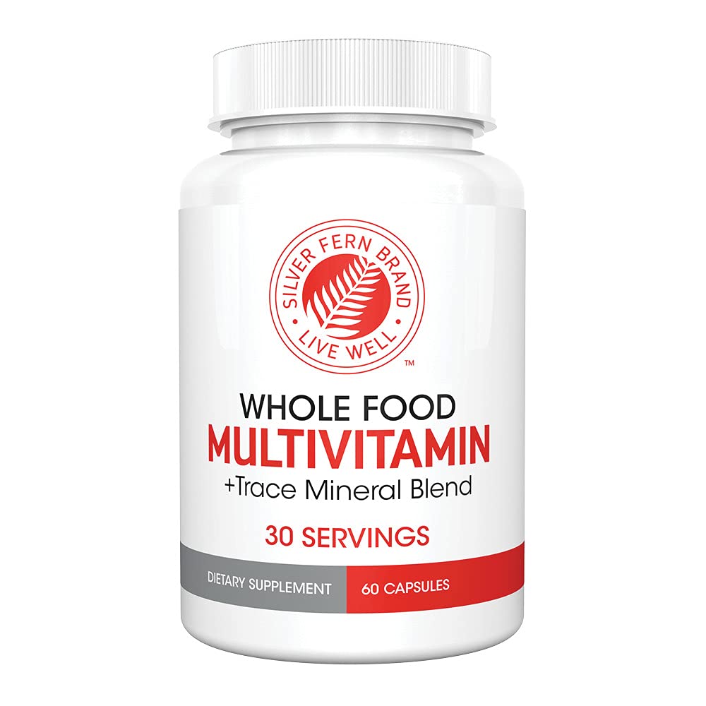 Silver Fern Whole Food Daily Multi Vitamin w/Trace Mineral Blend Supliment - 1 flacon - 60 Vegicaps - 30 zile de aprovizionare - Natural, Non-GMO, Vegan, Men & Femei's Multivitamine - Zero Sintetice
