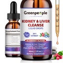 GREENPEOPLE Rinichi Cleanse Detox & Reparații - 27-In-1 Picături de rinichi și ficat cu 20:1 Extract de afine și Chanca Piedra, supliment fără alcool pentru tract urinar și suport hepatic (2 Oz 1 Pack, afine)