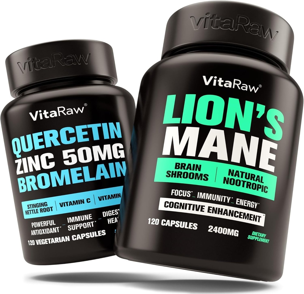 Querbetin organic cu Bromelain + Lions Mane Capsule de ciuperci