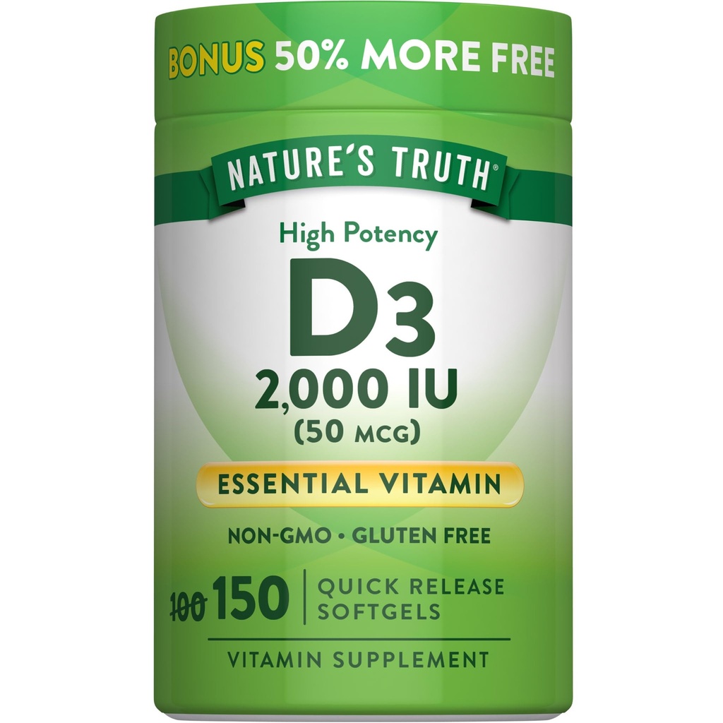Adevărul naturii Vitamina D3 2000 UI Softgels pentru adulţi 150 Conte 