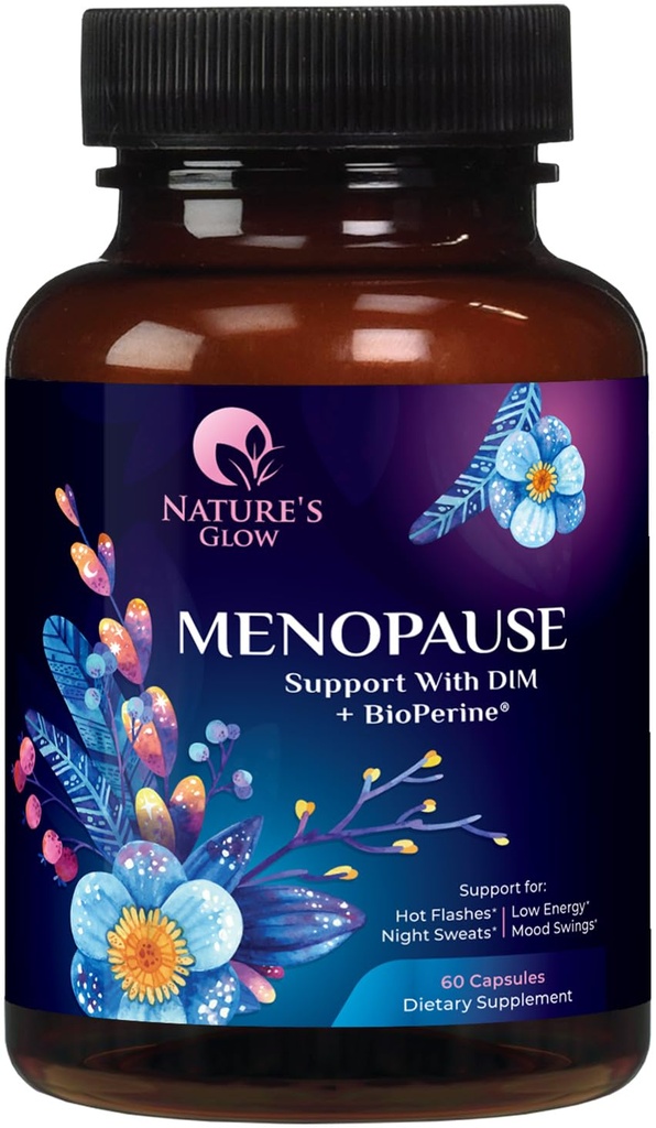 Menopause Suplimente pentru femei cu DIM - Suport pentru hormoni naturale pentru femei, Menopauza Relief si echilibru antioxidant pentru energie si sanatatea pielii, Flash-uri fierbinti si suport pentru transpiratii de noapte - 60 capsule