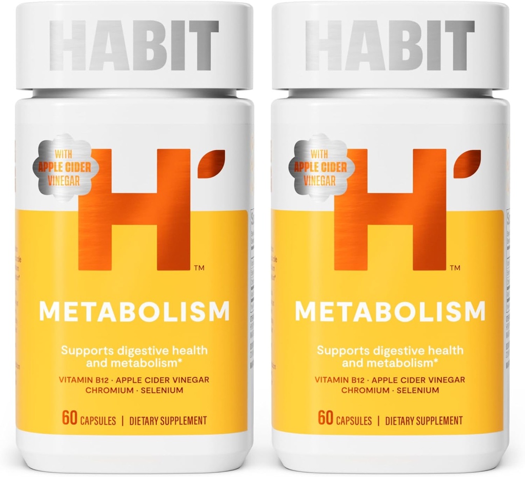 Abaterea suplimentului metabolic 2 ambalaj (120 capsule) - Suporturi Digestive Health & Metabolism, Vitamina B12, Seleniu, Crom, Cidru de mere Oţet, Vegan, Non-GMO