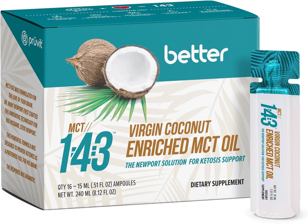 MCT 1:43 Ulei din nuci de cocos organice - Fatty Acid combustibil pentru complet sanatos pana la 8,12 FL OZ