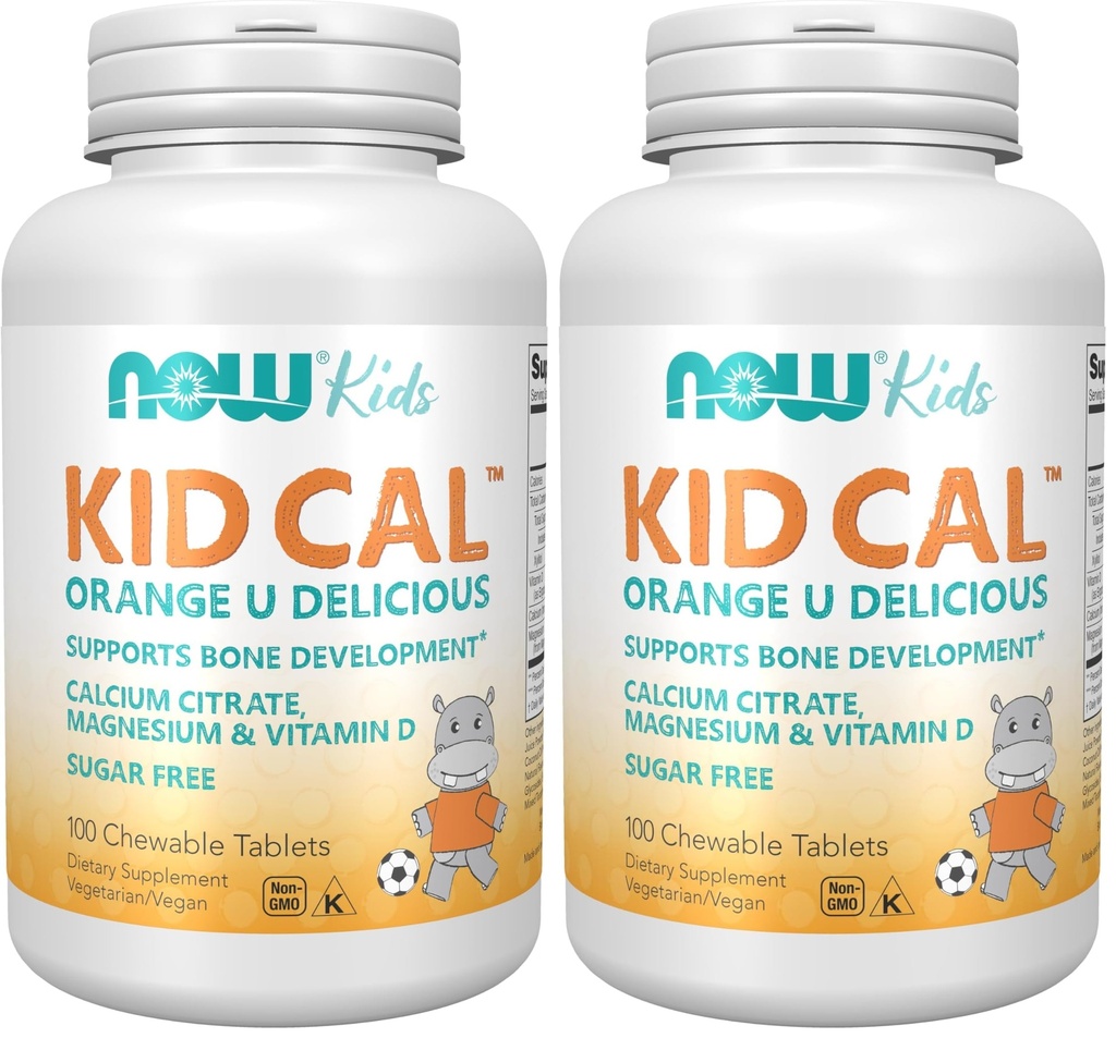Acum Suplimente, Kid Cal cu Citrat de calciu, Magneziu și vitamina D, Tart Orange, 100 Mestecables, Pachet de mai Vary (Pachet de 2)