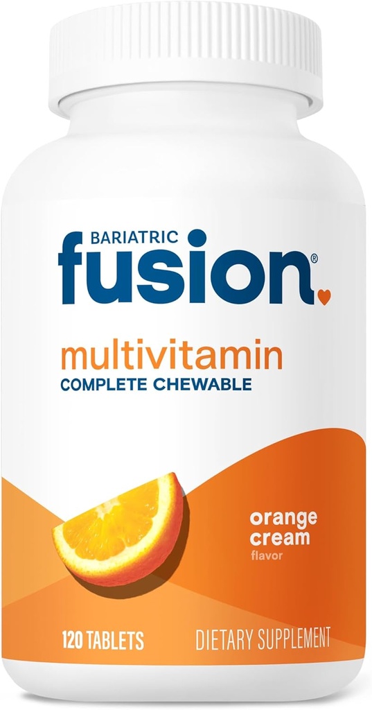 Bariatric Fusion Orange Cream arovăd Multivitamine bariatrice masticabile complete cu fier pentru pacienţii cu chirurgie bariatrică inclusiv Bypass gastric şi Gastrectomie la mâneci - 120 comprimate