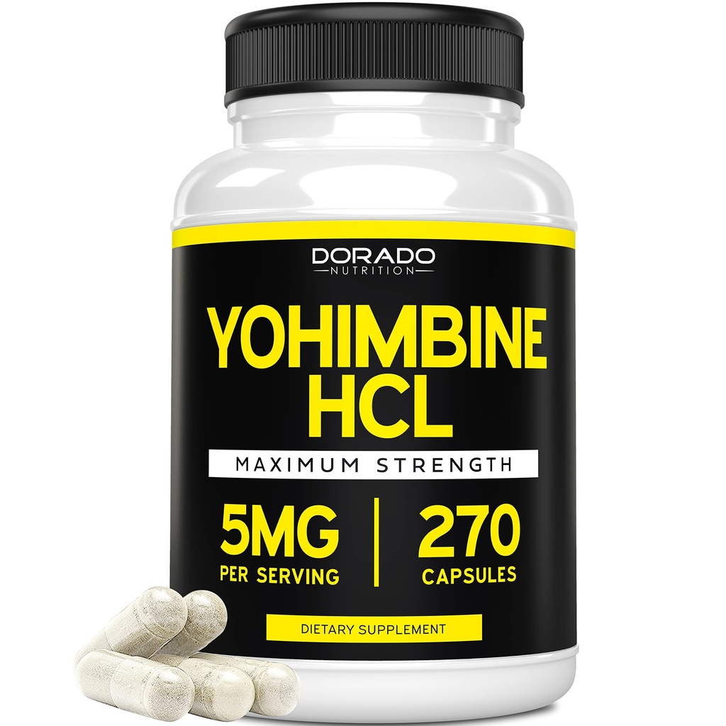 Yohimbine HCL 5mg pentru bărbaţi şi femei (270 capsule) Mai mult potent decât Yohimbe Bark Powder - Garanţie de calitate - terţă parte testat pentru potenţă şi puritate - Vegan, gluten gratuit şi non-GMO - Statele Unite ale Americii Made