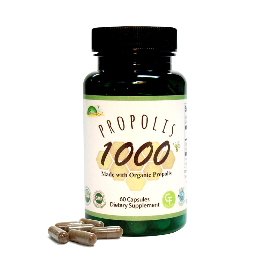 GREENBOW Propolis 1000mg NonGMO Made with Organic Propolis 60 Capsules VEGAN CAPSULES