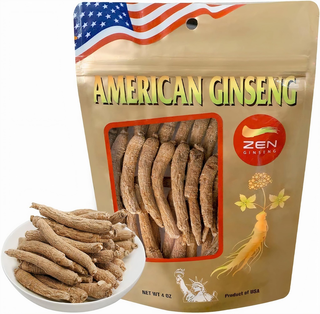 Zen Ginseng - 4 oz Bag of American Wisconsin Ginseng Root - Non-GMO, Gluten Free. Adăugați acest ginseng în Supă, Ceai, Cafea, sucuri, Smoothies și Baking (Small Long Root 4 oz Bag)