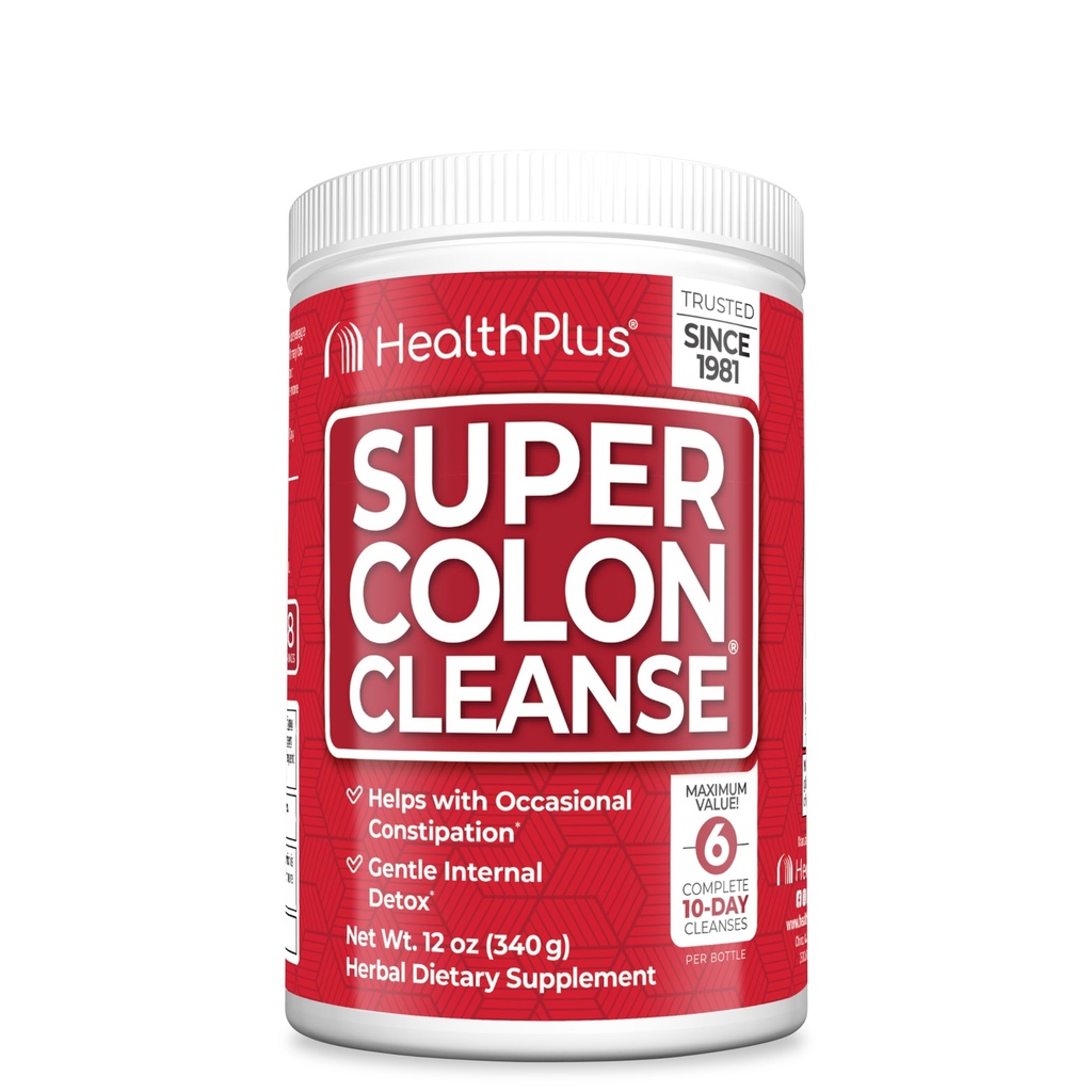 Sănătate Plus Super Colon Cleanse, 12 oz Pulbere, 68 Serviri - Detoxifiere naturală, Digestive Constipație Relief, Gentle Gut Cleanse cu Psyllium Husk & Senna Leaf