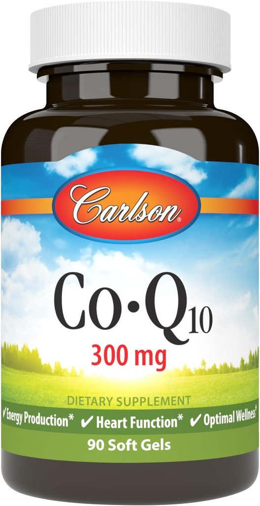 Carlson - Co-Q10, Co-Enzime Q10, 300 mg, Energy Production & Heart Function, 60 Softgels