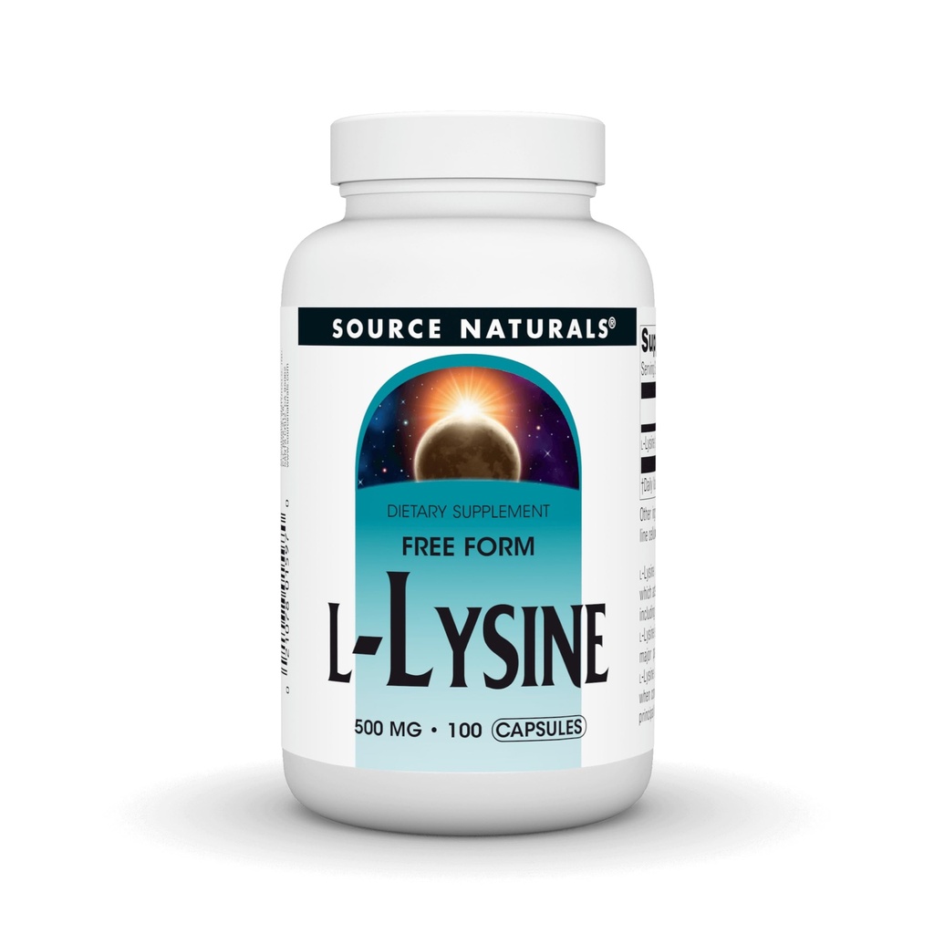 Sursa Naturals L-Lysine Free Form - Amino Acid Supplement Sustine formarea de energie si colagen - 100 capsule