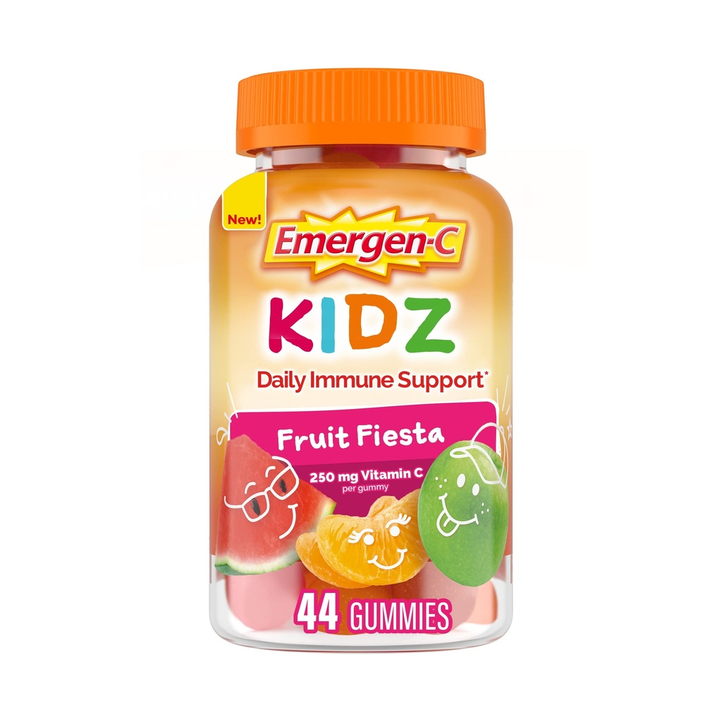 Emergen-C Kidz Daily Immune Supplements Dietary Supplements, Gumies aromated with Vitamina C and B Vitamins, Fruit Fiesta Flavored Gummies, Back to School Essentials - 44 Count