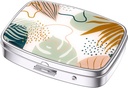 Nipichsha Pill Box, caz de pilula pentru Purse & Pocket, Cute Travel Medicine Organizator, Portable Medicine Container Holder to Hold Vitamine, Medicamente, Ulei de pește și Suplimente, frunze Boho