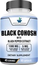 American Standard Suplimente Negru Cohosh 1300mg Per Servire cu Black Pepper Extract de fructe - Vegan, Gluten gratuit, Non-GMO, 90 capsule, 45 Serviri