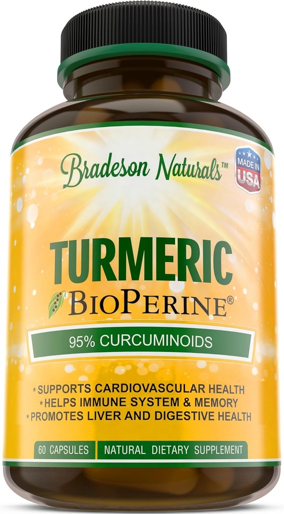 Curcumina turmerica cu BioPerine 1500mg - Suport inflamator natural si sanatos cu 95% Curcuminoide standardizate pentru potenta si absorbtie - 60 capsule cu Pepper negru