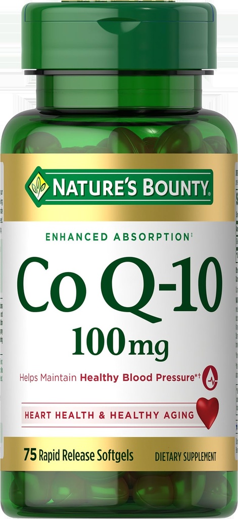Natura Bounty CoQ10, ajută la menținerea tensiunii arteriale sănătoase, 100 mg, Softgels rapid de eliberare, 75 Conte