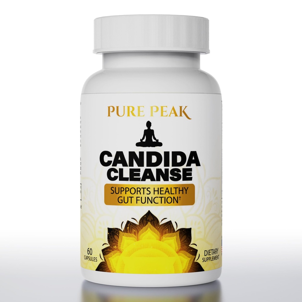 Candida Cleanse - Suport Gut & Colon (60 capsule) - pentru barbati si femei - Herburi naturale pentru dezintoxicare intestinala - Oregano Leaf, Wormwood, Black Walnut, Acid Caprilic