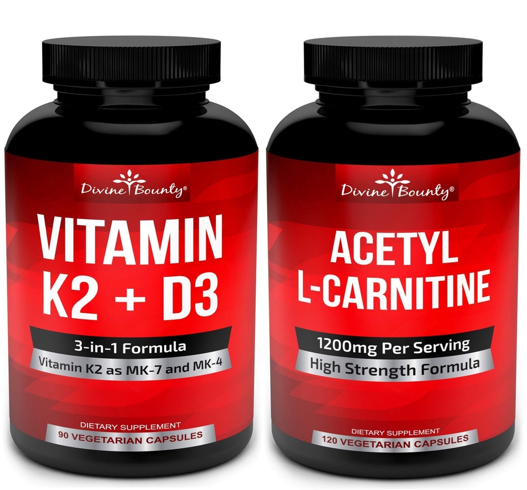 Vitamina K2 cu D3 și acetil L-Carnitină Bundle