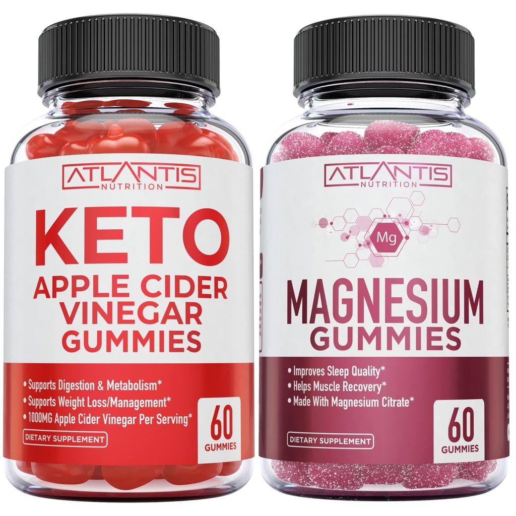 60 Keto Apple Cidru Otet Gummies Avansat pierdere in greutate + 60 Gume de magneziu Formulat cu 770 MG Magneziu Citrate.