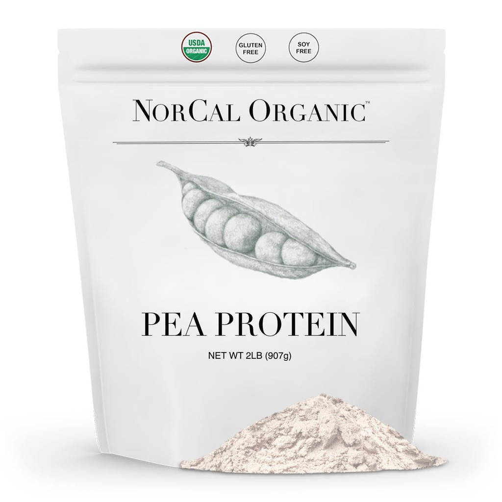 NorCal Organic - Izolat de proteine de mazăre Premium - 100% Vegan și organic - UNFLAVORED - 2 Lire (Pachet de 1) - 35 Serviri