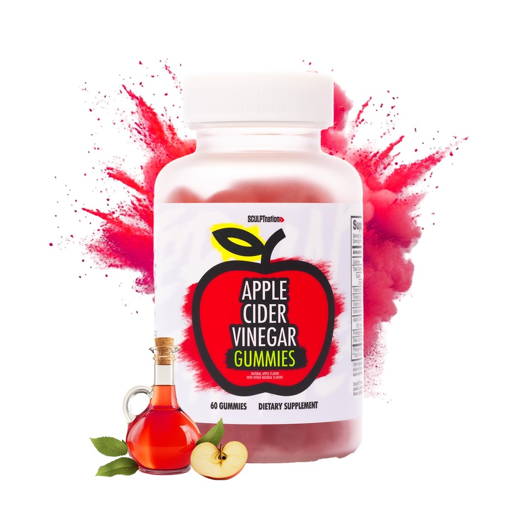 Sculpt Nation de V Shred Apple Cider Otegar Gumies - Sanatos Superfood Snack, suport de metabolism si digestie - 60 ACV Keto Gummies