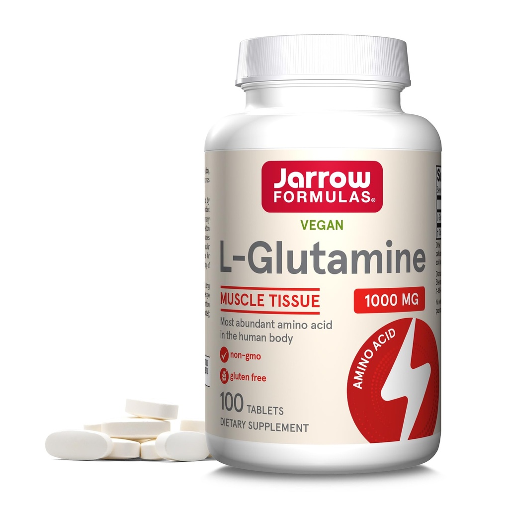Formule Jarrow L-Glutamine 1000 mg, Supliment alimentar pentru tesut muscular, Aminoacid multifunctional, Suport Imun, 100 Easy-Solv Tablets, 50-100 zile de aprovizionare
