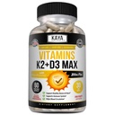 Kaya Naturals Vitamine K2 cu D3 5000UI Supliment pentru bărbaţi şi femei - Uşor de înghiţit - Capsule Bioperine (60 Conte (Pachet de 1))