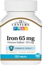 21st Century Iron 65 Mg Ferrous Sulfate 325 Mg Tablets, 120 Count (Pachet de 2)