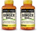 MASON NATURAL întreg Herb Ginger 500 mg, Supliment natural din plante, 60 capsule (Pachet din 2)