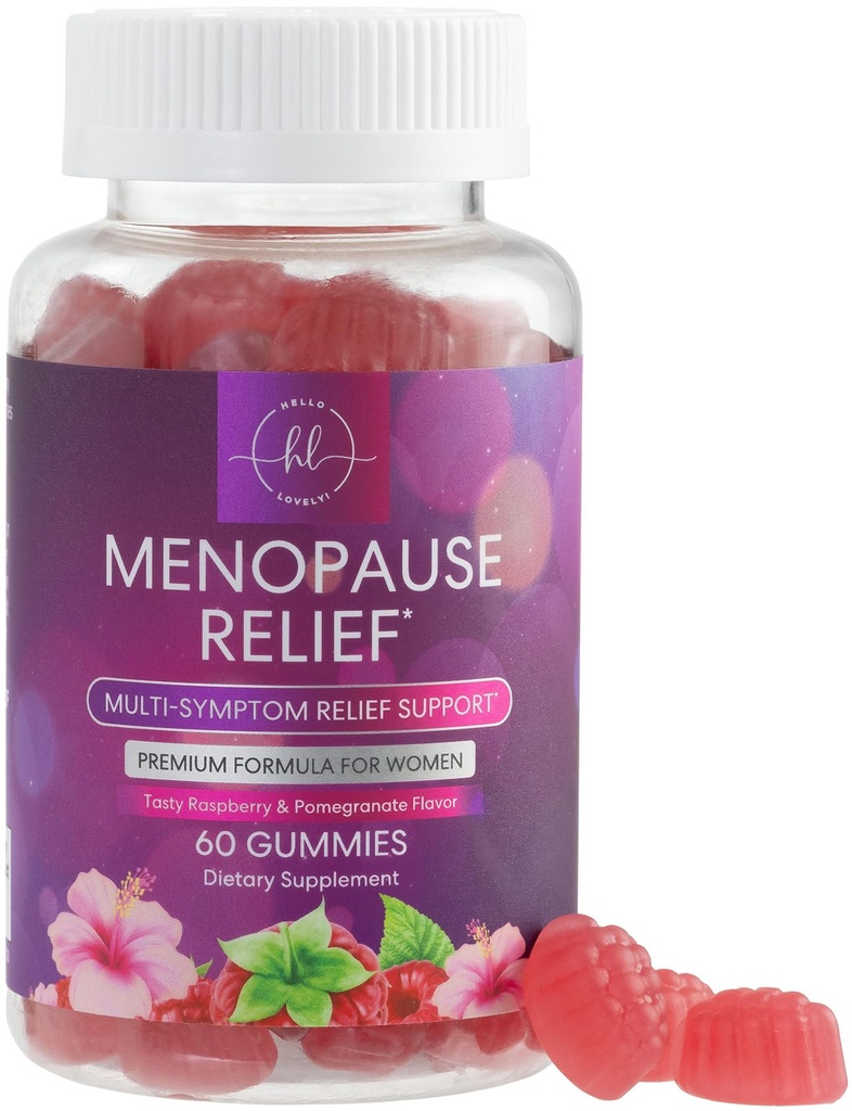Menopauza Suplimente pentru femei - complet naturale usor fierbinte Flashes & suport transpirații de noapte, Multi Benefit Menopauza Relief Gummy, Suport pentru echilibru & energie, Gluten-Free & non-GMO - 60 Gummies
