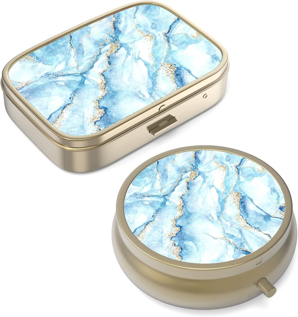 Pilula cutie de pastile caz cu oglindă Retro caz Pilula mica pentru Purse sau Pocket Pilula de bronz cutie sau vitamine, ulei de pește, Suplimente, Pilula Contine cadouri de călătorie(2PCS)