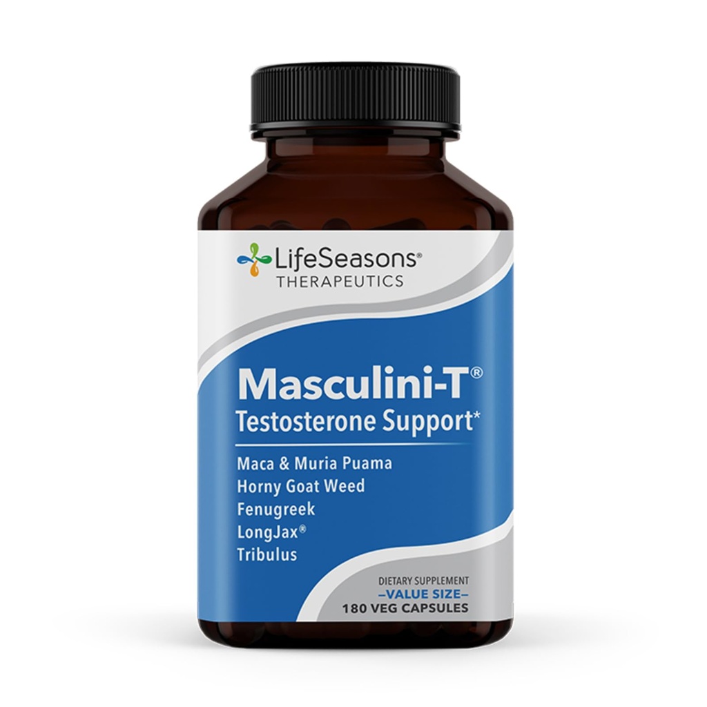 LifeSeasons Masculini-T - Testosteron Supplement - Îmbunătățește Aspecte mentale și fizice de performanță sexuală și atletică - Sprijină funcția erectilă normală - Îmbunătățirea libidoului - 180 capsule