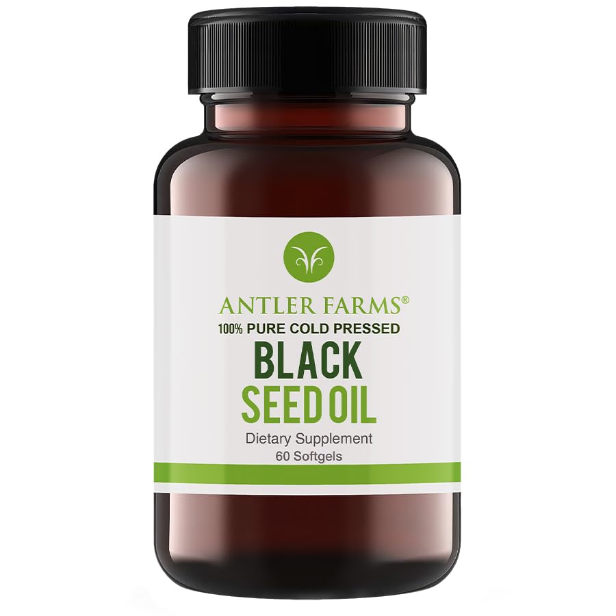 Antler Farms - Black Seed Oil Softgel Capsule -100% Pure, Virgine, Cold-Pressed 60 Softgels, 500mg 