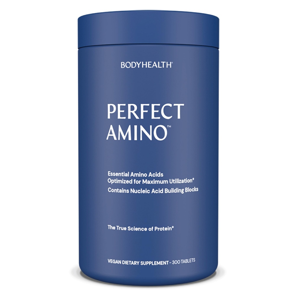 BodyHealth perfect Amino (300 comprimate) Suplimentul esential de acid aminoic cu BCAA si EAA, Recuperare musculara, Boost Energy & Stamina, 99% Utilizare, Vegan ramificat Proteina lant Pre/Post antrenament