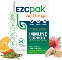 EZC Pak On The Go Immune System Booster with Echinacea, Vitamina C, Zinc, Immune Supplement, Immunity Vitamins for Adulți, Travel-Friendly Package, Vegetarian, Gluten-Free