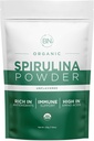 Spirulina Powder Organic 225g - 64 Serviri 3.5g Marime servire - USDA Certified - RAW Dense Nutrient Peste 70% Proteina Per Servire - Cea mai pura Proteina Vegan sursa - Superfood